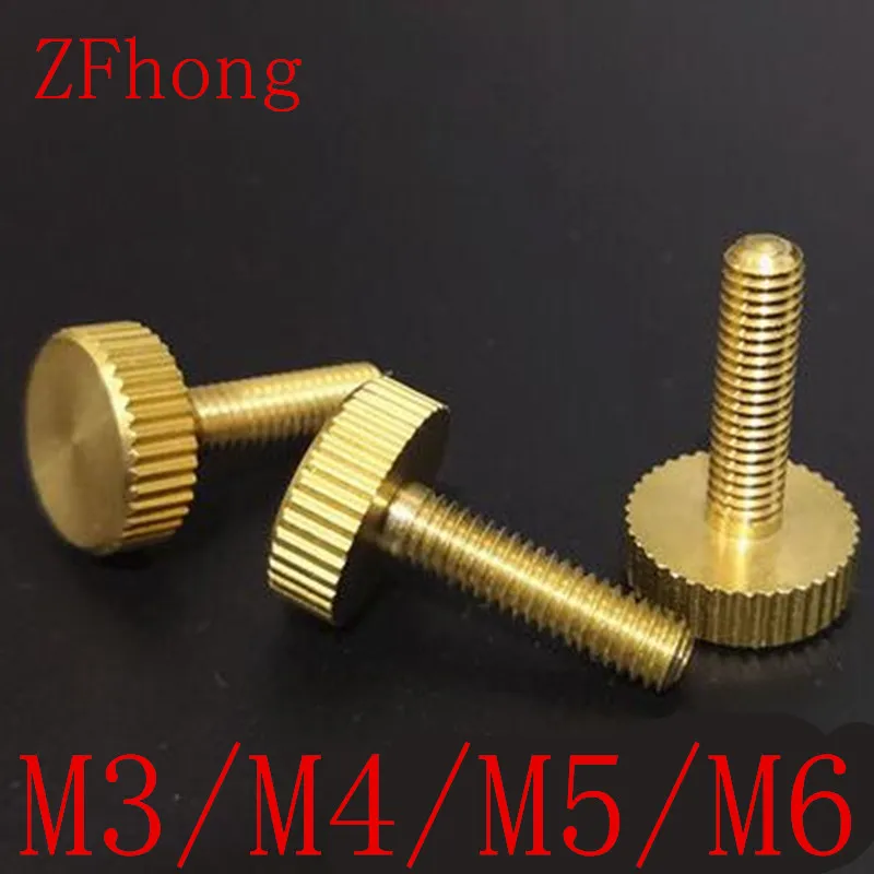 

20PCS/LOT brass thumb screw M3 M4 M5 M6 knurled Brass flat head Hand tighten Thumb Screws