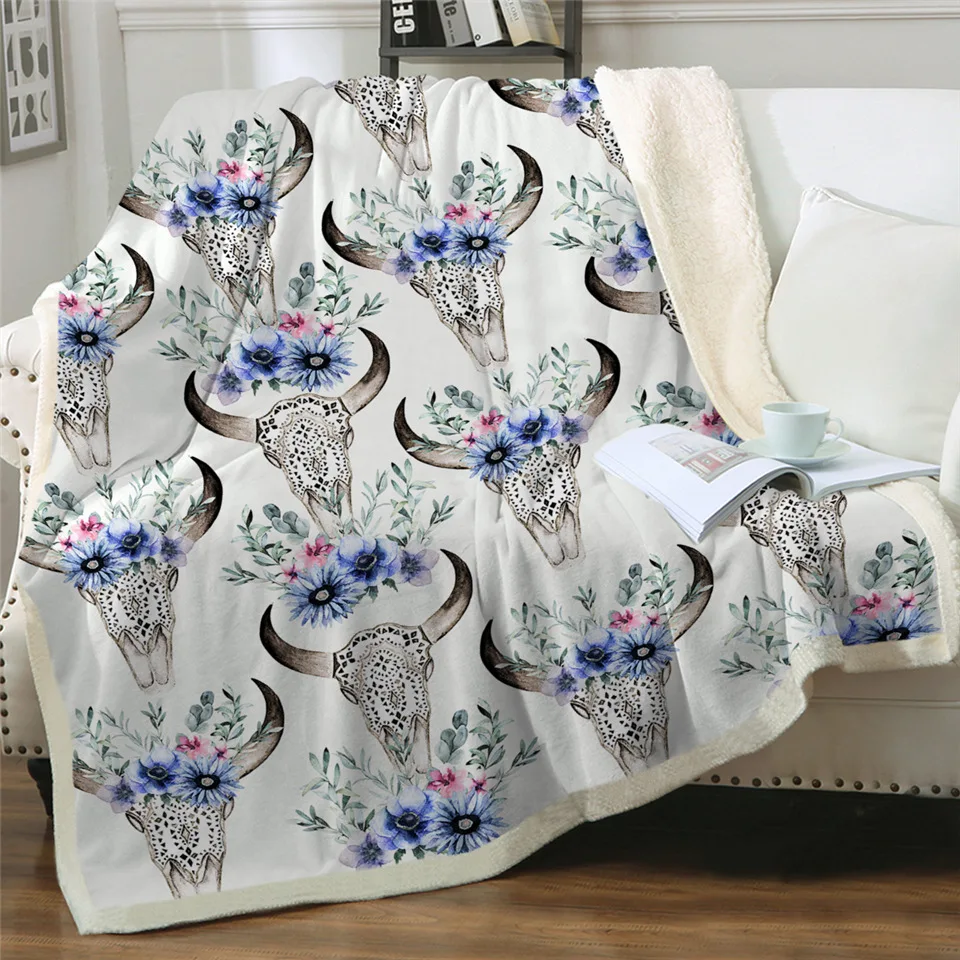 Постельные принадлежности Outlet Boho Ловец снов шерпа пледы одеяло племенные рога Цветок покрывало Готический Череп Бархат плюшевое покрывало 150x200