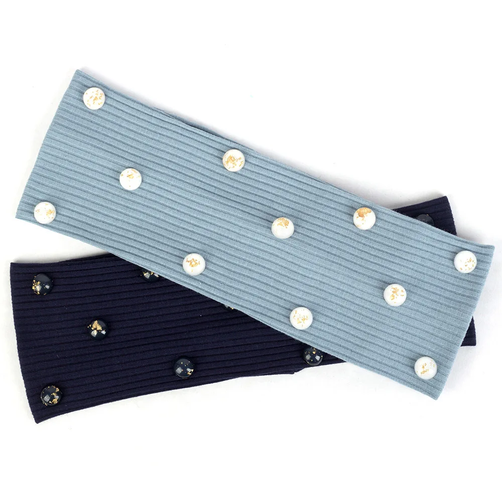 Женская трикотажная повязка на голову в рубчик однотонная эластичная плоская