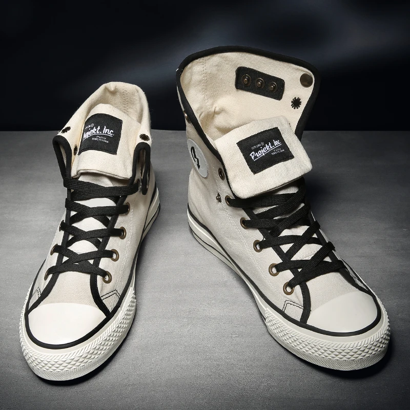 Холщовые кроссовки для мужчин и женщин высокие кеды на платформе шнуровке