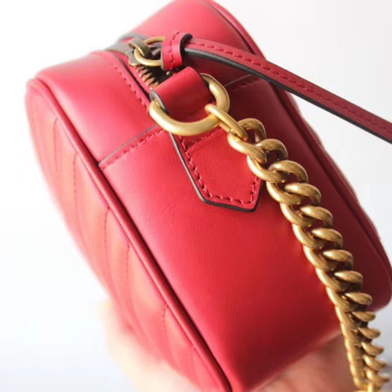 

Classic style retro women's bag camera bag chain strap small square Bag Leather Double g small bag single shoulder crossbite GG