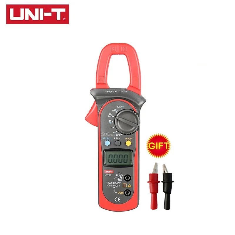 UNI-T UT201 UT202 UT202A UT203 UT204 UT204A AC DC Цифровые клещи с тестом температуры Авто Диапазон 600 В напряжение мультиметр