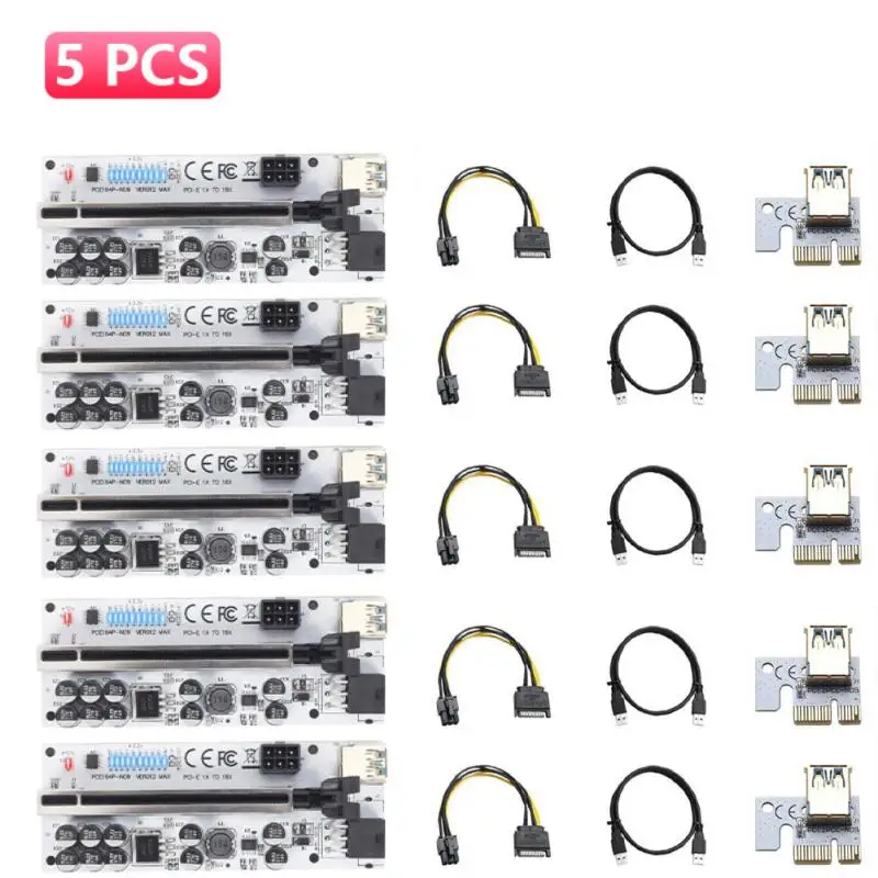 

5 шт. PCI-E Райзер VER012MAX Экспресс-кабель Райзер VER012 USB 3,0 для видеокарты X16 Райзер PCI-E Райзер-карта для майнинга