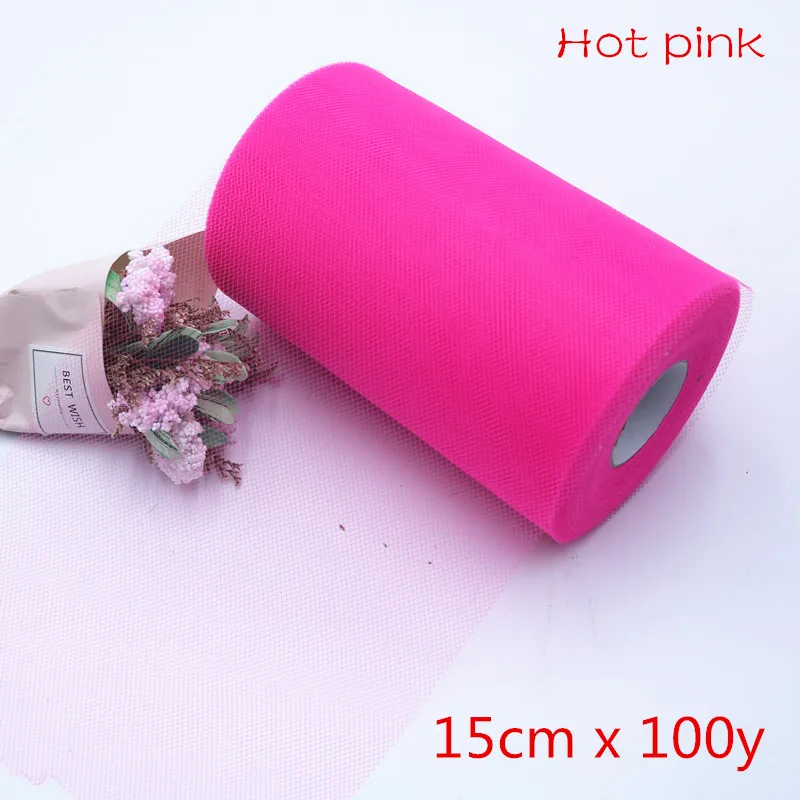 Hot pink 100y 8 дюймов, 20x20 см, с подкладкой, вязанная крючком юбка-пачка, топ, обхват груди, широкая юбка-пачка «сделай сам», платье из тюля, рулонная ткань, декор для дня рождения, свадьбы - Цвет: Hot pink 100y