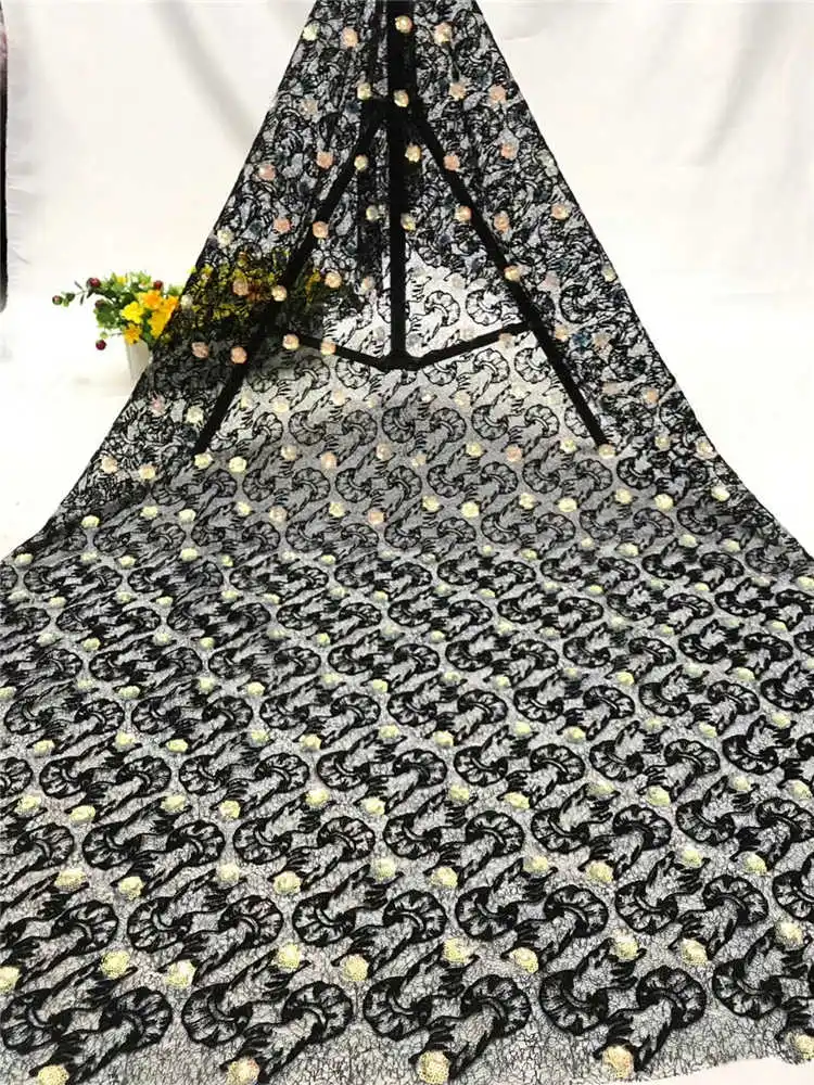 

2020Latest sequince Lace Fabric Luxury tulle Lace Fabric High Quality African lace Fabric For Evening Dresses Green