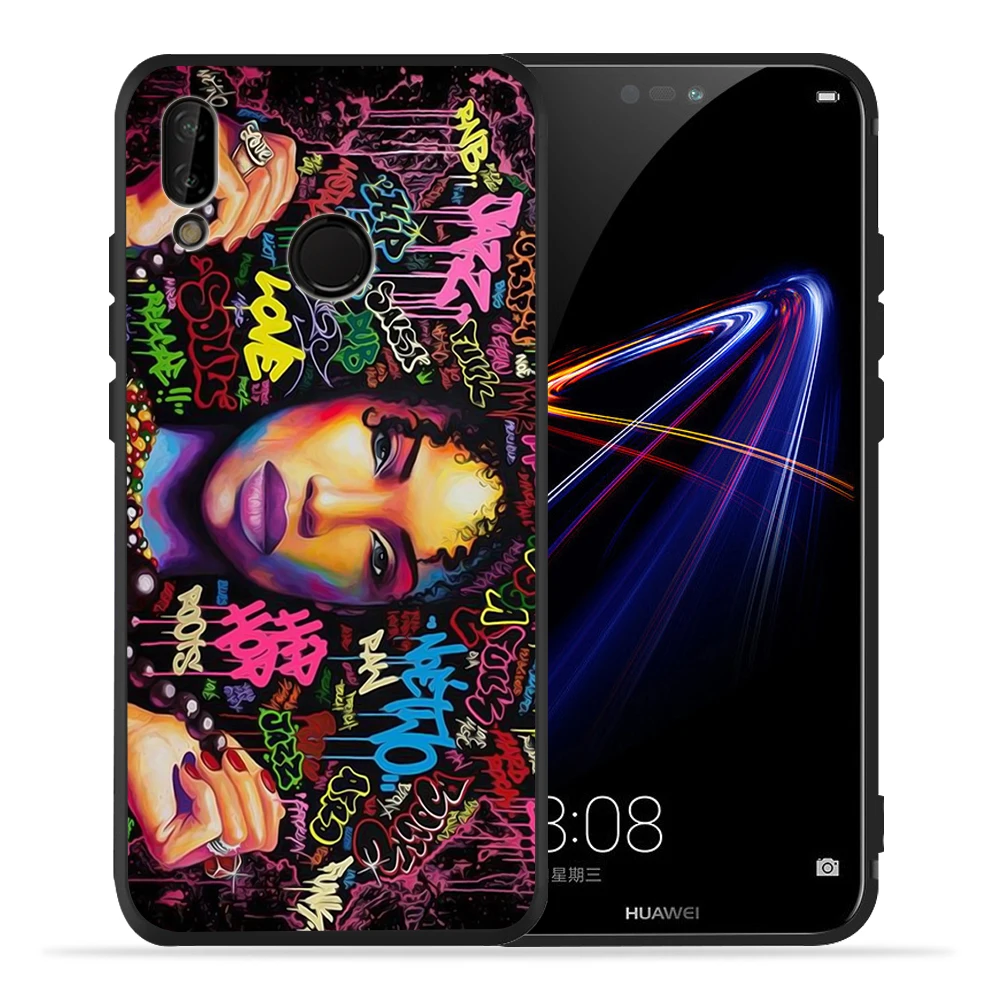 Модный черный чехол для телефона с граффити в стиле афро девушек Huawei P30 P20 Lite Pro P10 P9