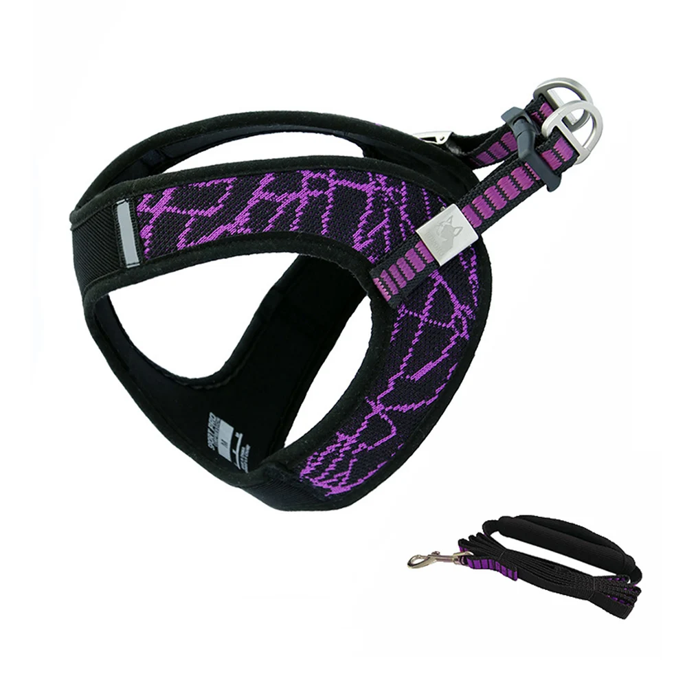 purple Leash Мягкая шлейка-жилетка Pet Sport Haulage Rope для питомцев на прогулке шлейка-жилетка Светоотражающая стабильность структура - Цвет: purple Leash