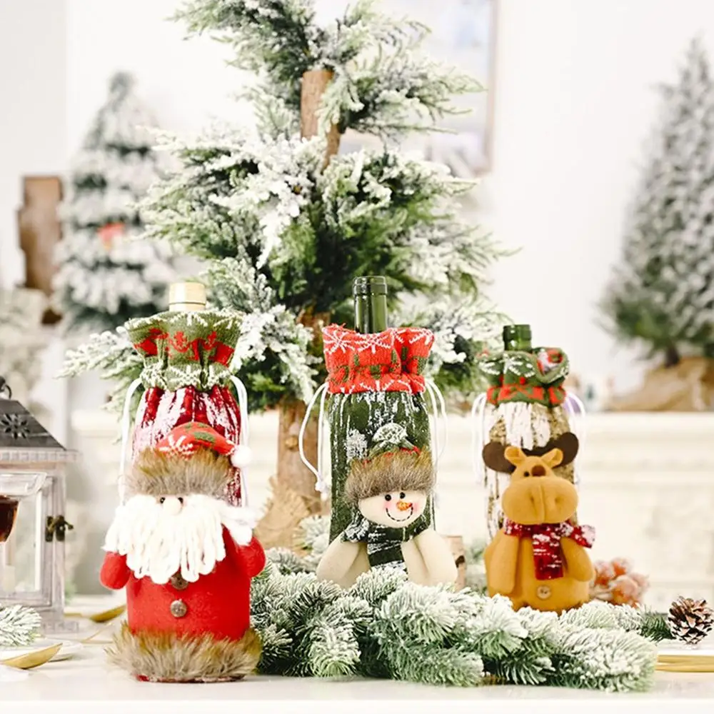 Рождественское красное вино держатель бутылки Обложка сумка эльф шампанское