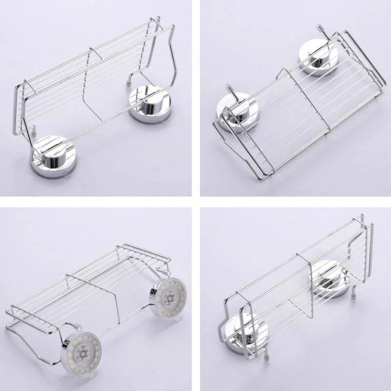 Супер мощная присоска из нержавеющей стали полка для ванной комнаты хранения