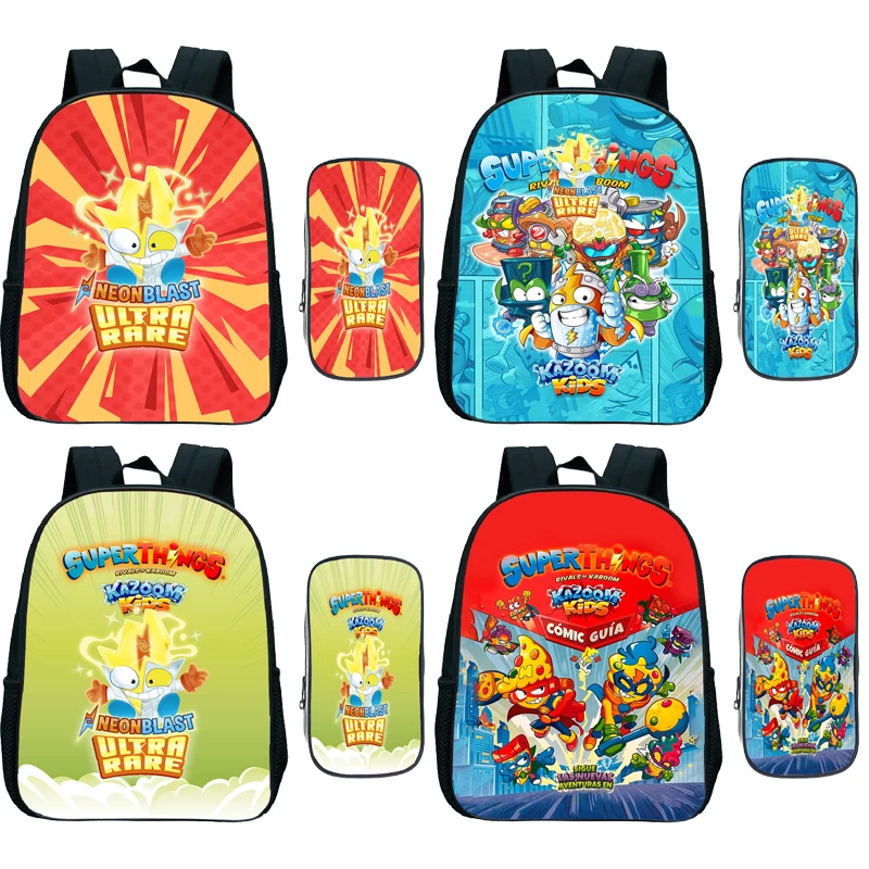 

Neonblast Superthings 8 Mini Backpack 2pcs Set with Pencil Case Kazoom Kids Kindergarten Rucksack Children Cartoon Anime Bookbag