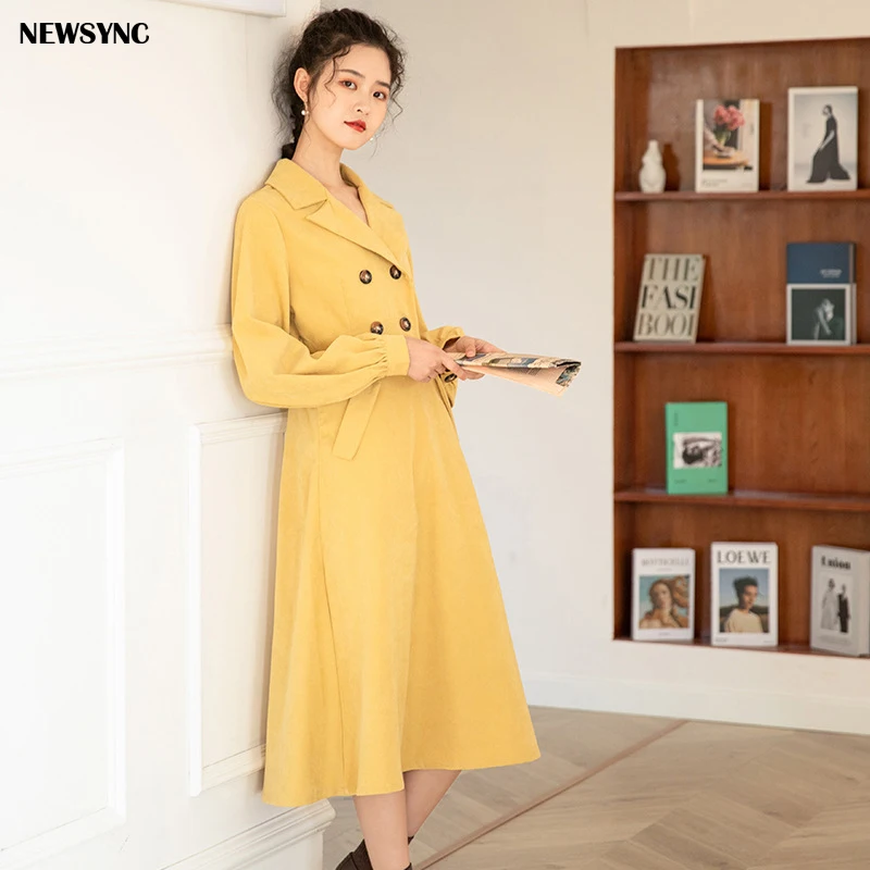 Женское платье с длинным рукавом NEWSYNC однотонное офисное большого размера весна