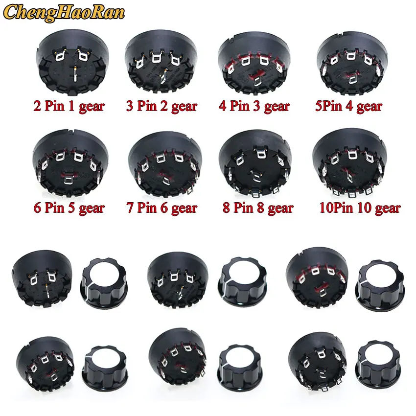 

ChengHaoRan 1pcs High temperature resistant rotary gear switch 2-3-4-5-6-band knob switch of juicer mixer