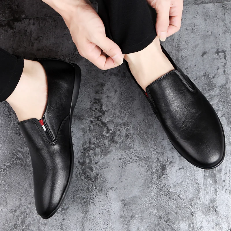 

Men Loafers Shoes Genuine Leather Casual Flats Male Fashion Slip on Boat Footwear Soft Real Leather Shoes Men Chaussure Homme