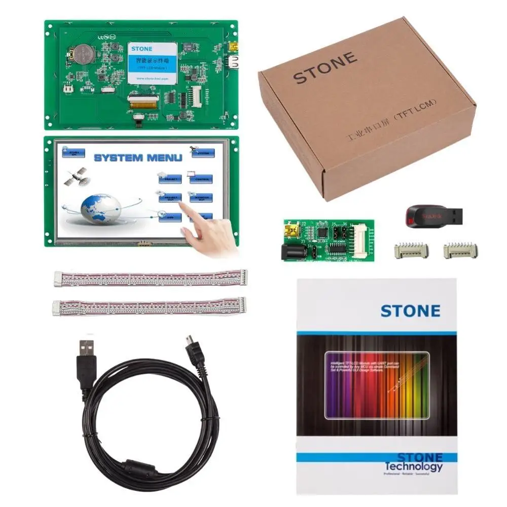 7.0 Inch  800x480 HMI TFT Display Module with Controller Board + Touch Panel + Software