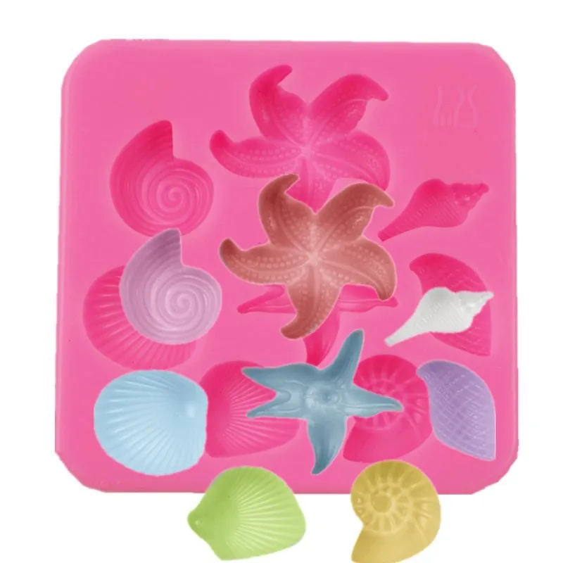 Marine life starfish sea shell conch mousse fondant cake mold liquid silicone frosting | Дом и сад
