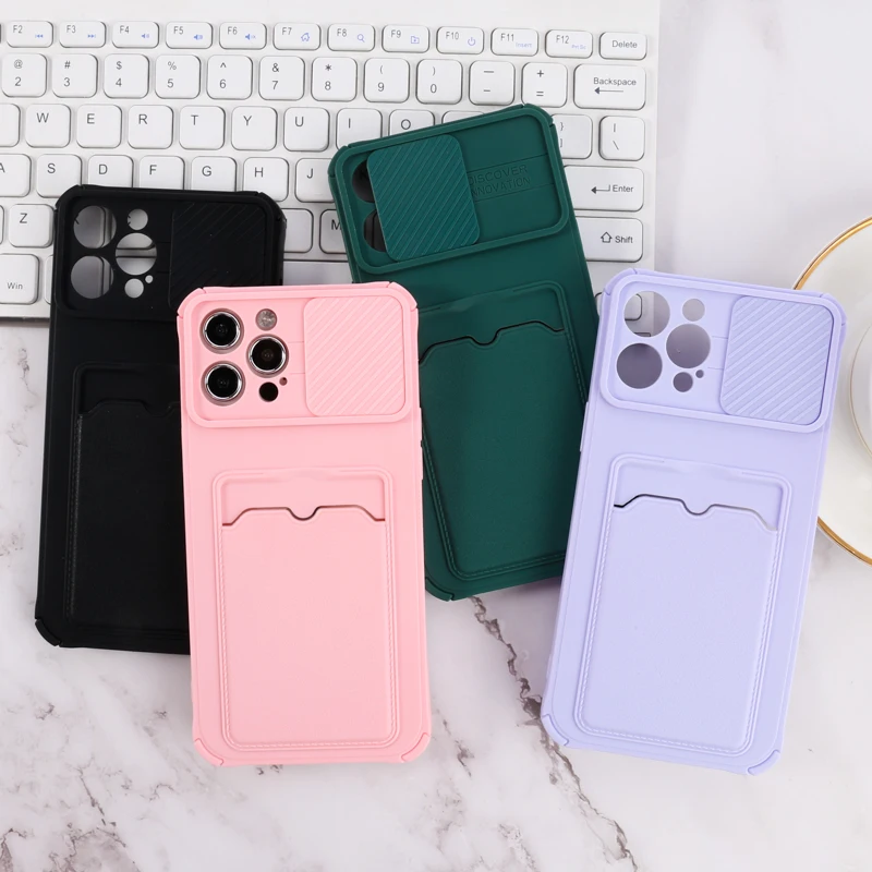 

Phone Cases For IPhone 13 Pro Case Silicone Funda iPhone 11 12 13 Pro Max 7 8 Plus SE 2020 X XR XS Push Window Card Holder Cover