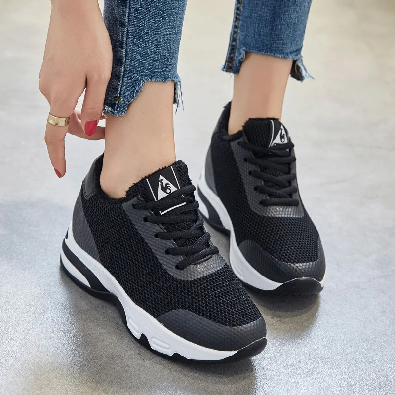

Winter Fashion Sneakers Women Height Increased Casual Shoes Lace Up Wedges Sneaker Shoes Woman Platform Sneakers Tenis XZ96