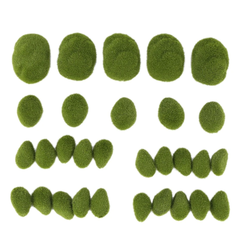 

30PCS 3 Size Artificial Moss Rocks Decorative, Green Moss Balls,for Floral Arrangements Gardens and Crafting