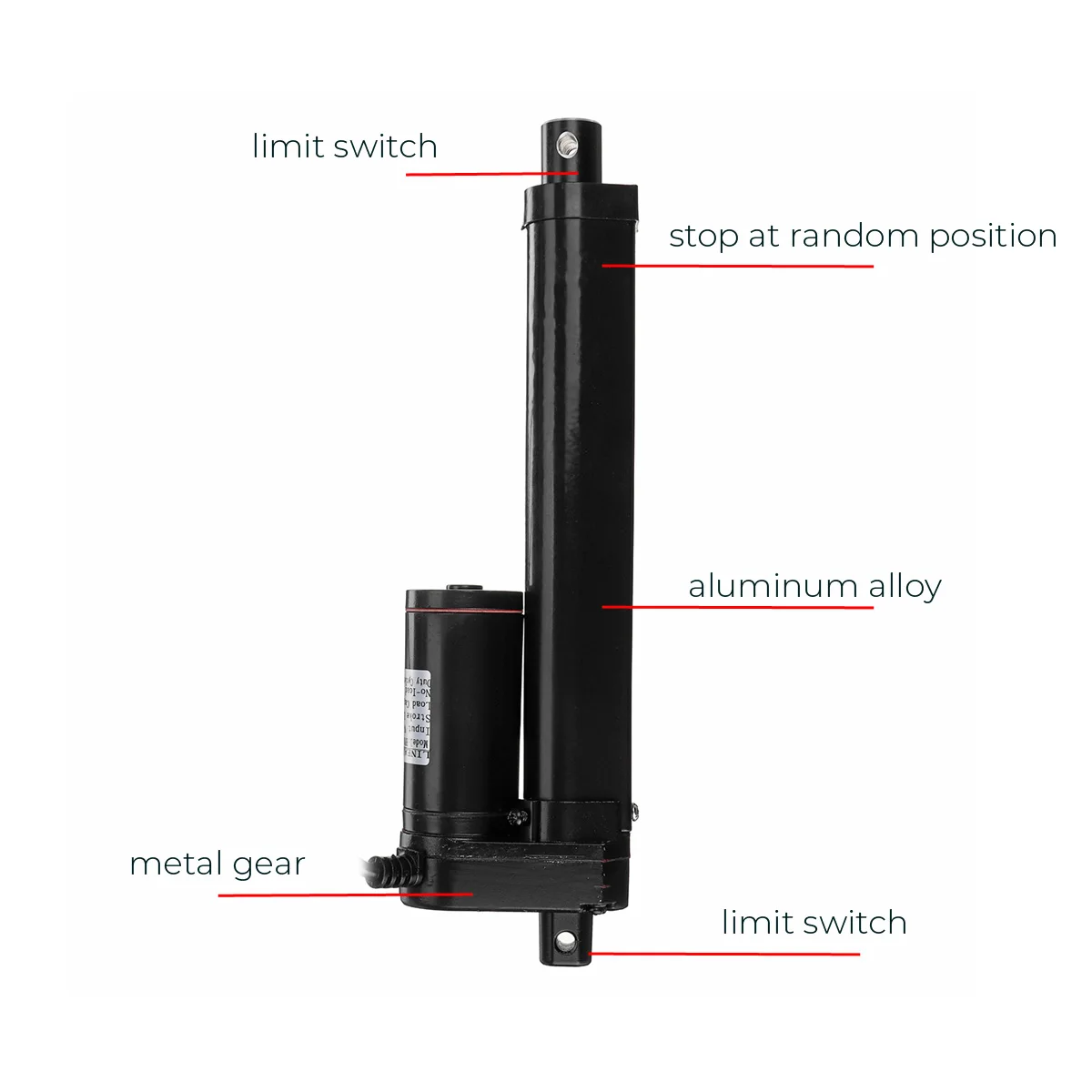 Линейный привод с черной металлической шестерней 100 Н линейный 12 В постоянного