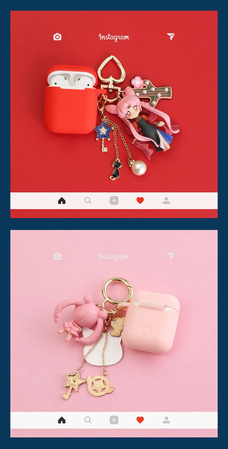 Sailor Moon Tsukino Usagi Silcone защитный чехол Брелок Подвеска Аксессуары Bluetooth беспроводной чехол для наушников