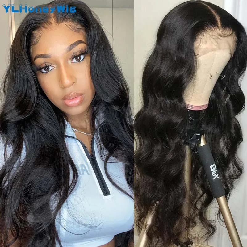 30 32 инч объёмная волна кружева парик предварительно вырезанные 13X6X1 TPart шнурка