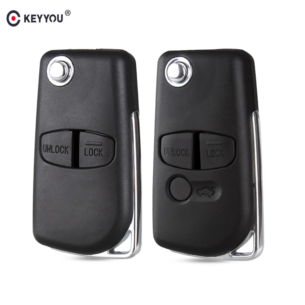 

KEYYOU 10pcs 2/3 Buttons Modified Remote Flip Folding Car Key Shell Fob Case For Mitsubishi Pajero Sport Outlander Grandis ASX