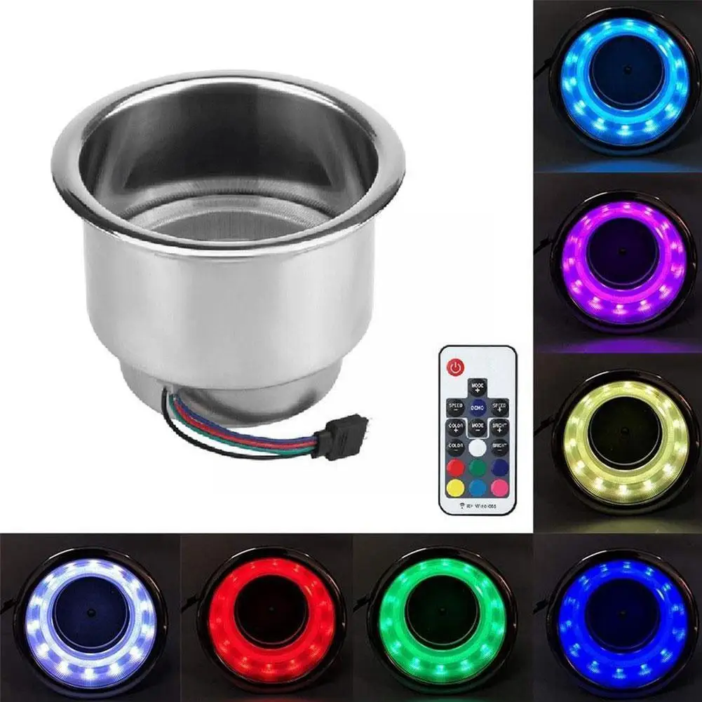 

Стальной разноцветный светодиодный Rgb держатель для напитков 12 В 3 Вт с пультом дистанционного управления для лодки, морского автофургона, г...
