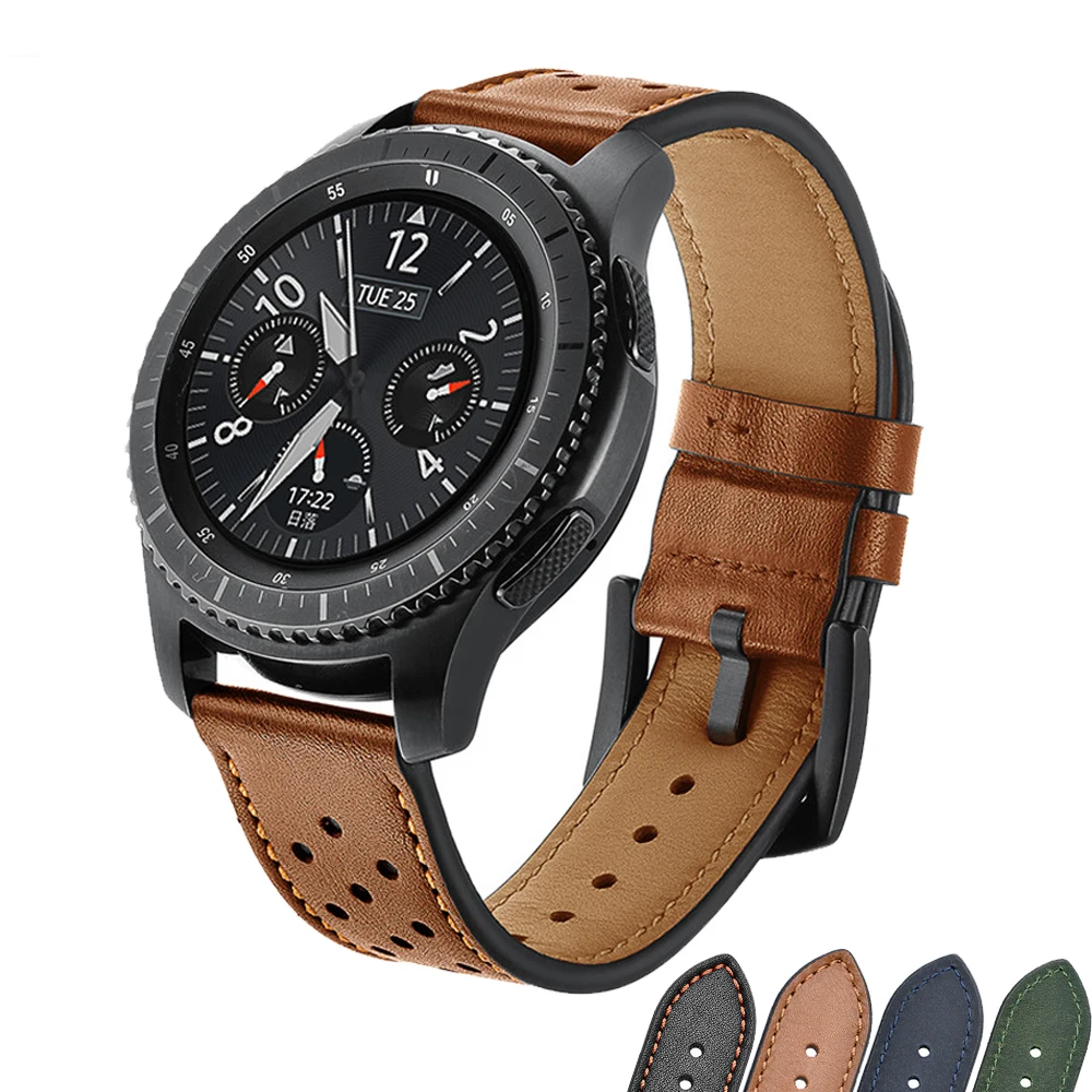 Ремешок для часов samsung gear S3 frontier/classic/Galaxy Watch 46 мм из натуральной кожи 22 мм Amazfit для huawei GT браслет ремень