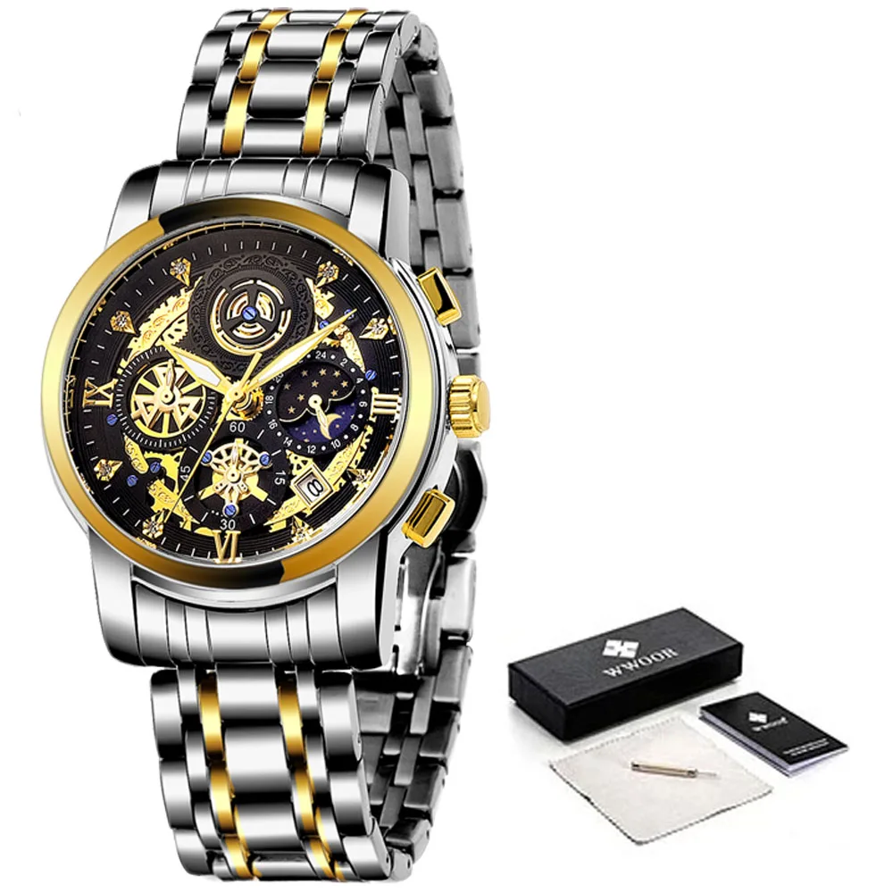 

Relogio Masculino 2021 WWOOR Mens Sports Watches Top Brand Luxury Stainless Steel Wrist Watch For Men Quartz Chronograph Clock