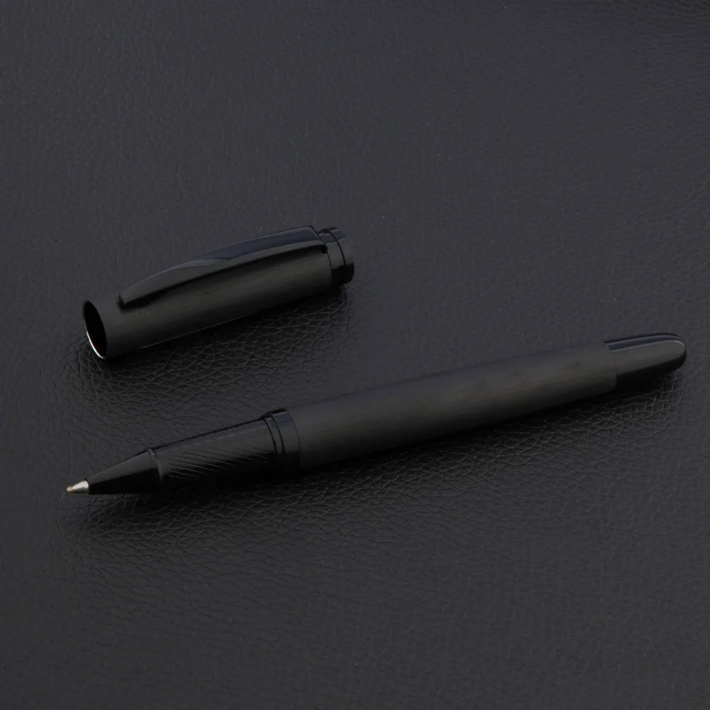 Шариковая ручка черная титановая матовая шариковая с матовыми
