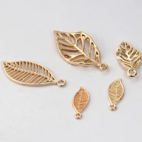 20pcs hollow charms leaf leaves charm pendant for jewelry makingkc gold copper metaldiy handmade bracelet necklace jewelry