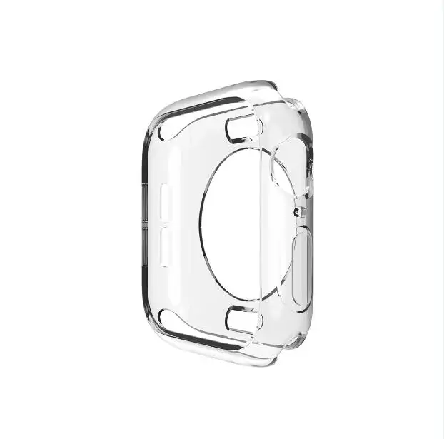 Clear Гибкий покрытый ТПУ чехол для Apple Watch 42 мм 38 мм 40 мм 44 мм мягкий бампер Рамка протектор для iWatch Series5 4 3 2 1 - Цвет ремешка: Clear