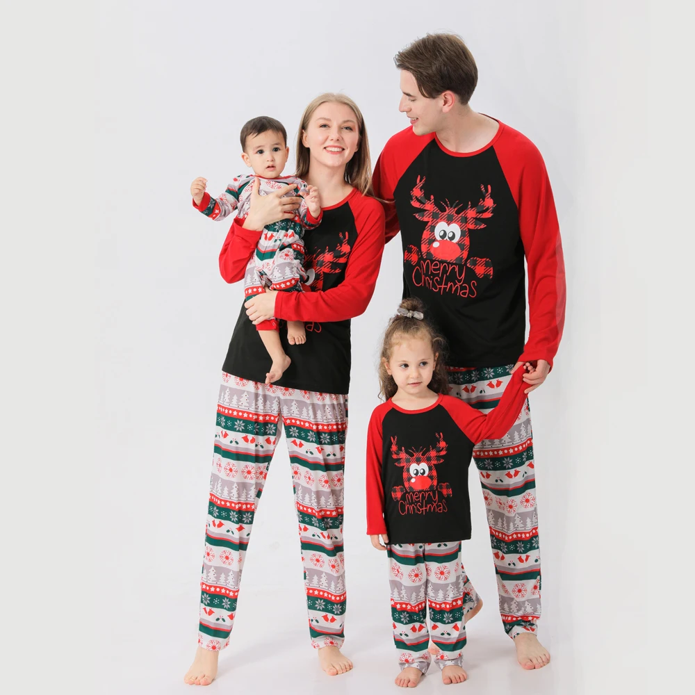

2021 New Family Matching Outfits Clothes Christmas Home Sleeping Suits Sleepwear For Women Girls Kid Parents-Child Baby Men