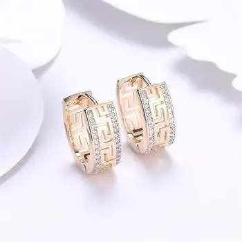 

K Gold Zircon Personality Great Wall-encrusted Diamond Earrings Women's Champagne Gold KZCE097-E Earrings Trendy 2020