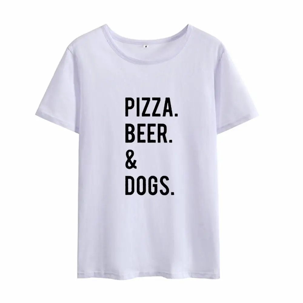 Женская футболка с принтом пиццы пивных собак летняя хлопковая коротким рукавом