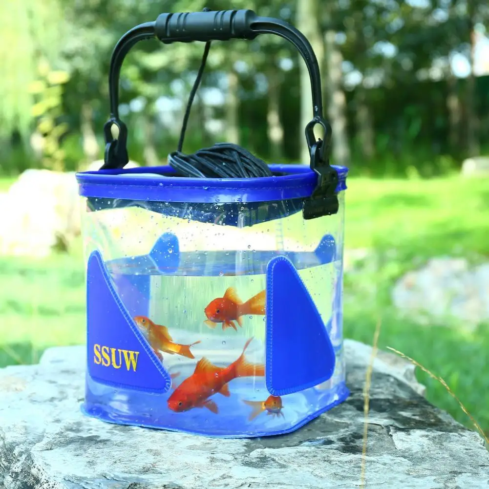 

Clear Fishing Bucket Convenient Fishing Barrel Mini EVA Fishing Barrel Plastic Folding Design Fishing Barrel for Outdoor