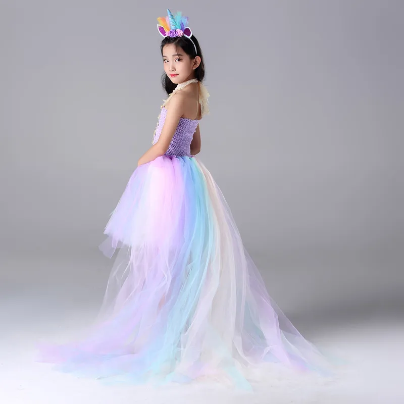 Розовые и синие платья-пачки для Девочек Платья с цветочным узором девочек