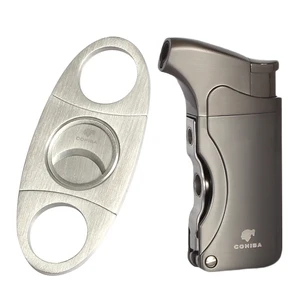 COHIBA фонарь жигалка для сигар, ветрозащитная зажигалка, резак для сигар, ножницы, острый набор резаков для сигар в подарок