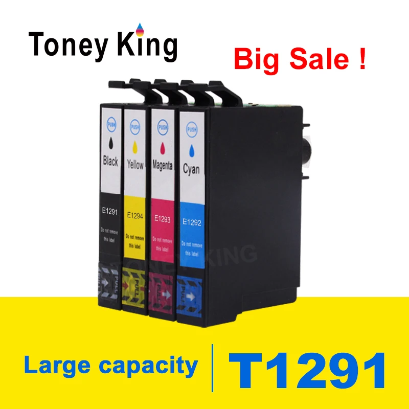 Toney universal (Kiny картридж T1291 T1292 T1293 T1294 совместимый для Epson Stylus SX230 SX235W SX420W SX425W SX430W SX435W