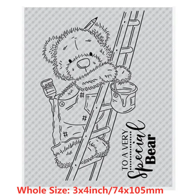 Прозрачные штампы с милыми животными и маленьким медведем для скрапбукинга