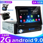 Выдвижной Автомобильный радиоприемник на Android 9,0 с GPS, Wi-Fi, Авторадио 1 Din, 7-дюймовый сенсорный экран, Автомобильный мультимедийный MP5-плеер с поддержкой камеры, без DVD