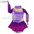 LIUHUO женский костюм для девочек для художественной гимнастики, трико для соревнований, танцевальный костюм, платье для фигурного катания на льду, фиолетовое детское платье