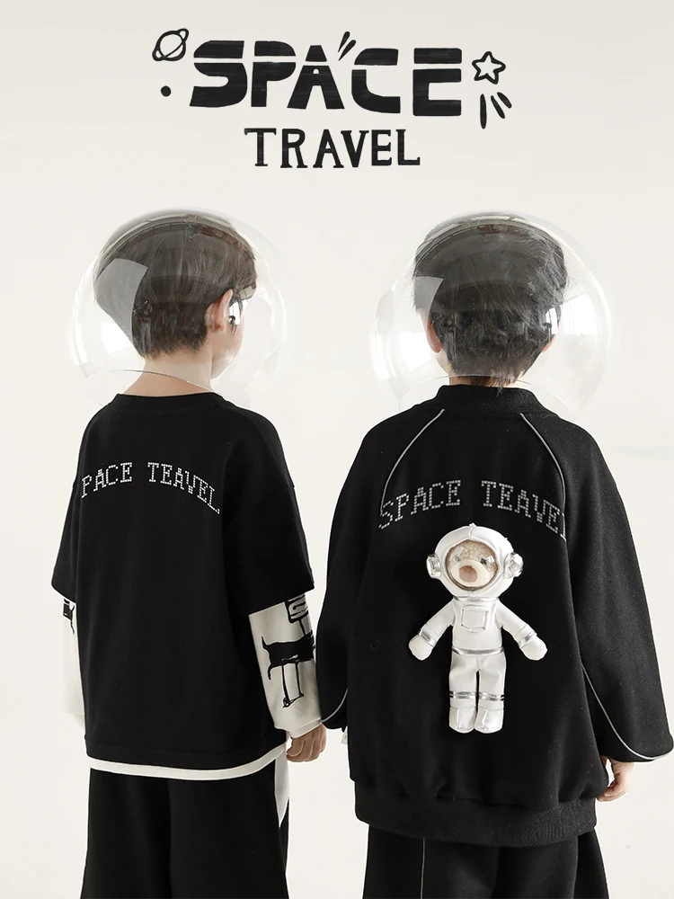 

Children's Space Bear Three-Dimensional Doll Two-Piece Autumn New Personality Reflective Baby Boy Coat Pants
