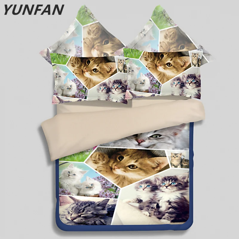 

Persian cat blue Bedding Set Good quality New pattern Children Bedclothes 3PCS duvet cover Sets Cats pillow cases Home textiles