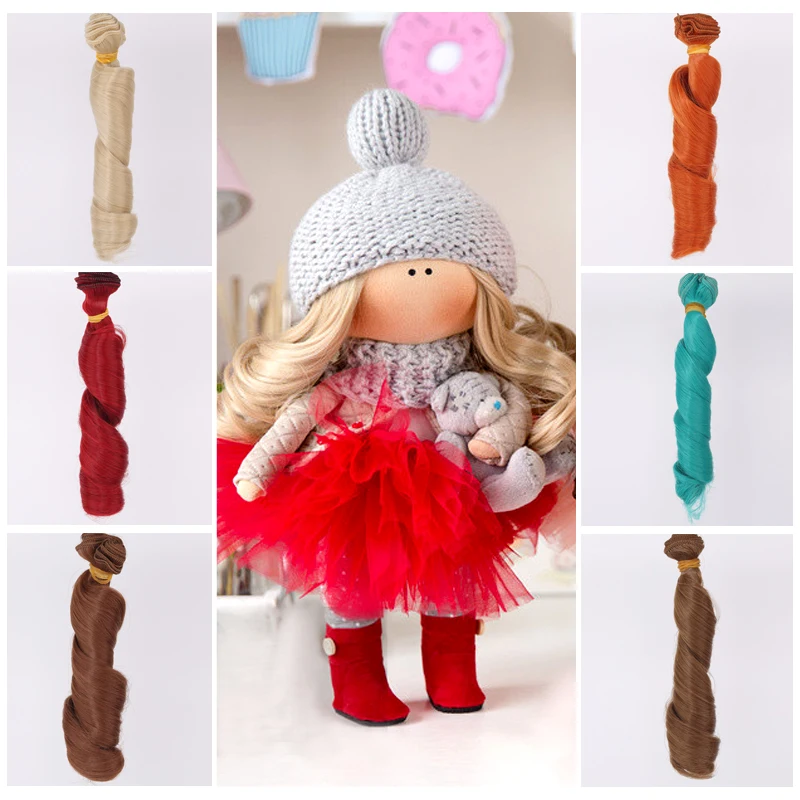 

MUZIWIG 15*100cm Tresses Screw Curly Hair Extensions for All Dolls DIY Hair Wigs Heat Resistant Hair Wefts Doll Accessories