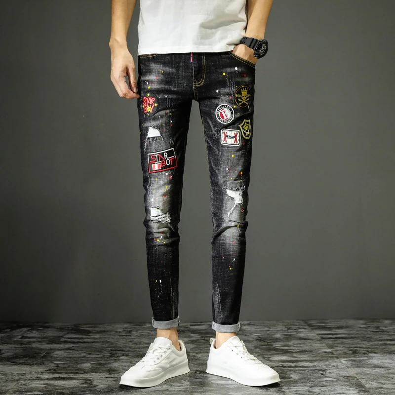 Джинсы мужские Tide бренд стрейч тонкие ноги джинсы осень зима брюки | Мужская