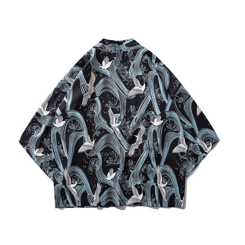 Традиционная одежда в японском стиле кимоно с принтом журавлей юката для мужчин