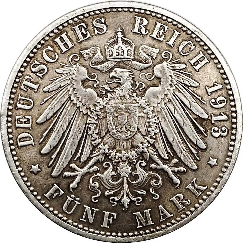 1913 немецкая Монета КОПИЯ Баден 5 Марка монеты копия медаль коллекционные