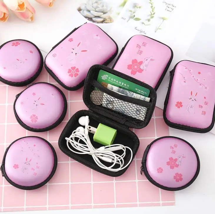 1 Pcs Cute Portable Mini Cherry Blossoms Sakura Rabbit Women Girls Coin Bags Headphone Case Zipper Card Holders Pouch Gifts |