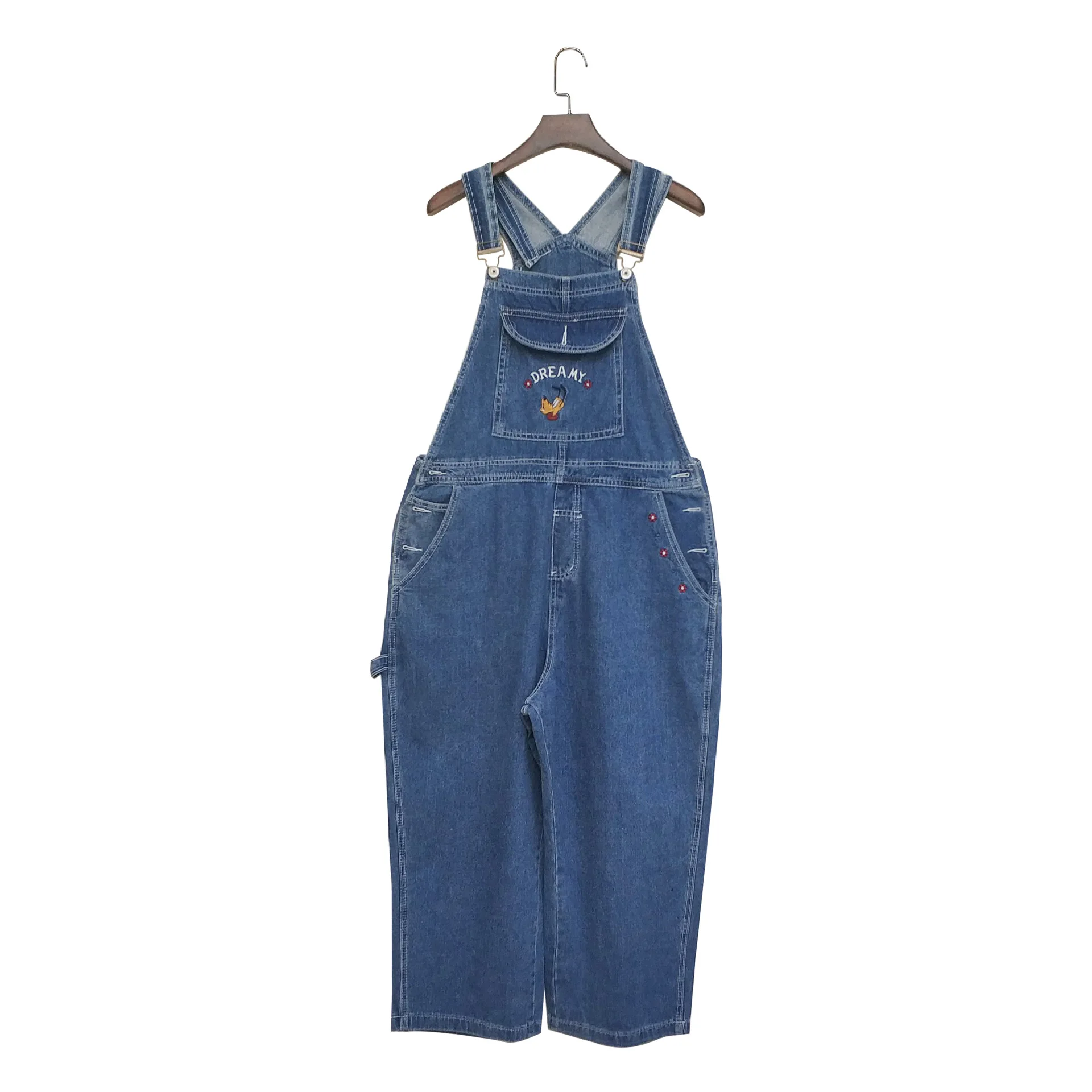 

Denim Cartoon Emrboidery Loose Strap Pockets Boyfriend Overalls Women Cute Jumpsuit Streetwear Purplelano